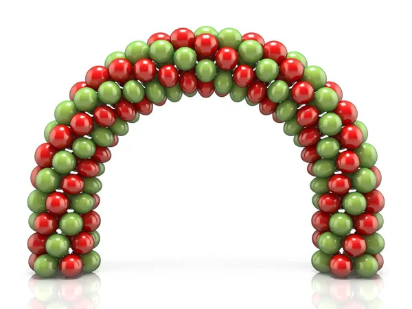 Arco Hecho Globos Rojos Verdes Ilustración Renderizado Aislada Sobre Fondo — Foto de Stock