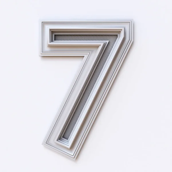 Wit Foto Frame Lettertype Nummer Zeven Rendering Illustratie Geïsoleerd Witte — Stockfoto