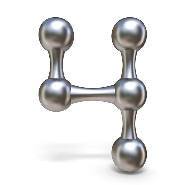 Stål Molekylär Typsnitt Nummer Fyra Render Illustration Isolerade Vit Bakgrund — Stockfoto