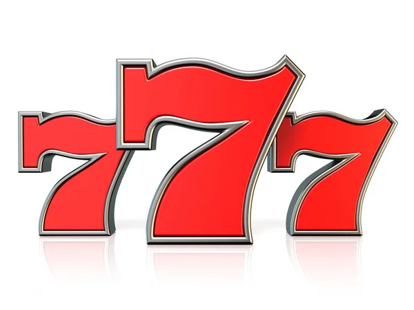 Red 777 Jackpota Symbol Render Ilustracja Białym Tle — Zdjęcie stockowe