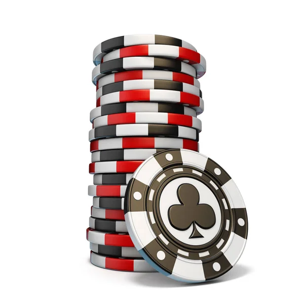 Stack Gambling Chips One Black Club Chip Render Illustration Isolated — Stock Photo, Image