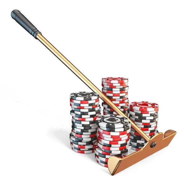Roulette Rake Gambling Chips Render Illustration Isolated White Background — Stock Photo, Image
