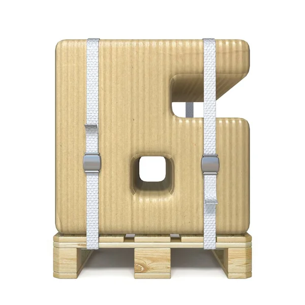 Cardboard Box Font Numero Six Pallet Legno Rendering Illustrazione Isolata — Foto Stock