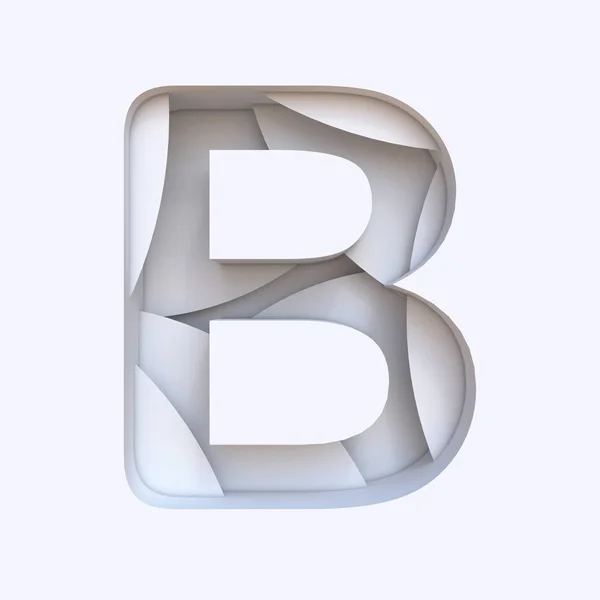 Witte Abstracte Lagen Lettertype Letter Render Illustratie Geïsoleerd Witte Achtergrond — Stockfoto