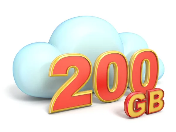 Cloud Icon 200 Storage Capacity Rendering Isolated White Background — Stock Photo, Image