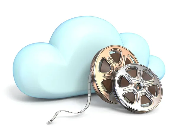 映画テープ白背景に分離された レンダリングである雲のアイコン — ストック写真