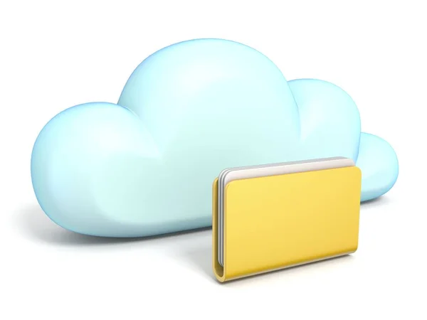 Cloud Icon Closed Folder Rendering Isolated White Background — Stock Photo, Image