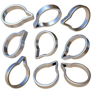 Metal boyutlu baloncuklar 3d render illüstrasyon izole beyaz arka plan üzerinde konuşmak