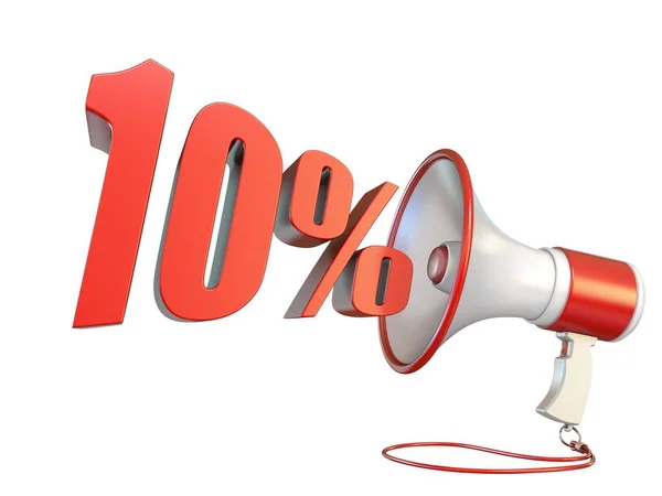 Percent Sign Megaphone Rendering Illustration Isolated White Background — Stock Photo, Image