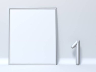 Resim çerçevesi kadar sahte numarası 1 bir 3d render illüstrasyon