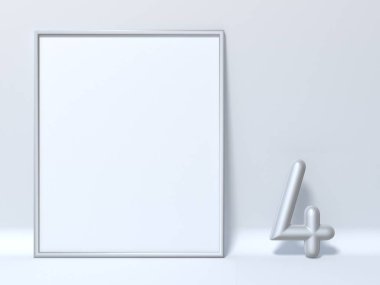 Resim çerçeve numarası 4 dört 3d render illüstrasyon kadar alay