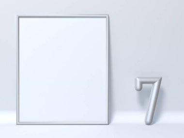 Resim çerçeve numarası 7 Yedi 3d render illüstrasyon kadar alay