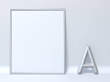 Resim çerçevesi mektup kadar sahte bir 3d render illüstrasyon