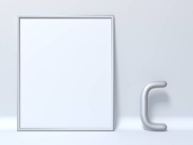 Resim çerçevesi harfi C 3d render illüstrasyon kadar alay