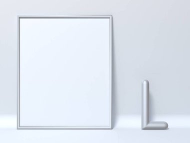 Resim çerçevesi mektup L 3d render illüstrasyon kadar alay