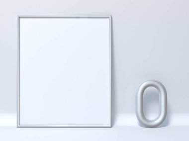 Resim çerçevesi harf O 3d render illüstrasyon kadar alay