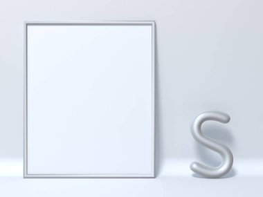 Resim çerçevesi S harfi 3d render illüstrasyon kadar alay