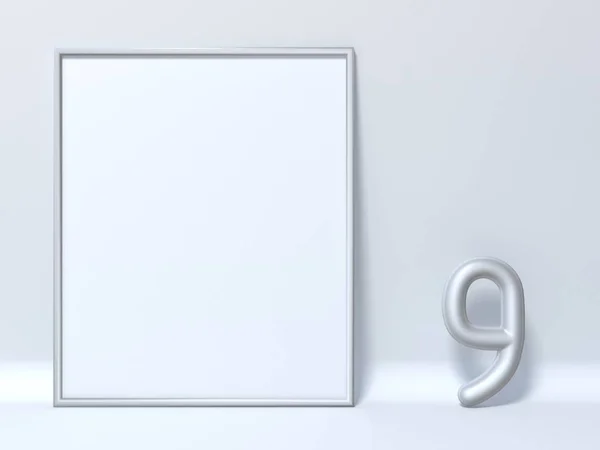 Mock Picture Frame Number Nine Render Illustration — Stockfoto