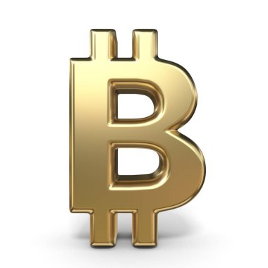 Altın para birimi simgesini Bitcoin 3d render illüstrasyon izole beyaz arka plan üzerinde