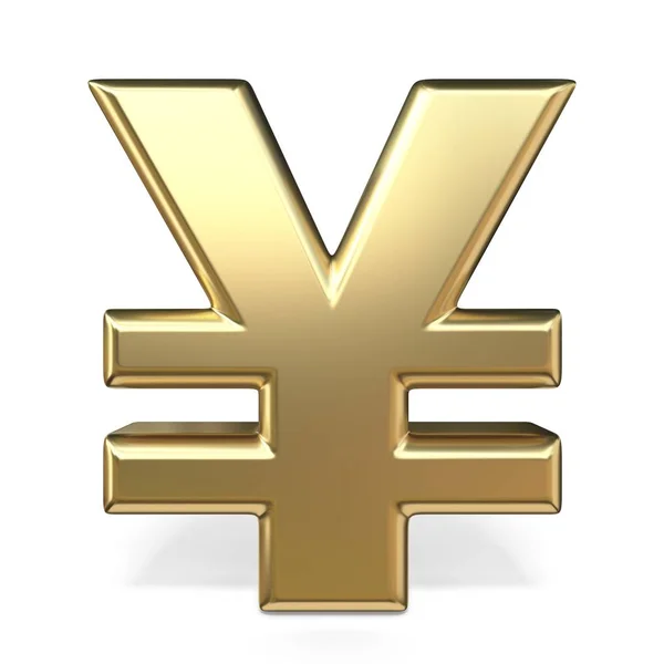 Símbolo Moeda Dourada Yen Renderização Ilustração Isolada Branco — Fotografia de Stock