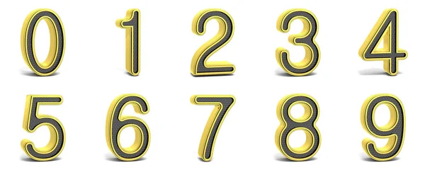 Golden Black Font Numbers Render Ilustração Isolada Fundo Branco — Fotografia de Stock