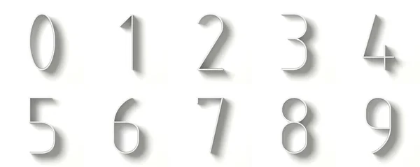 Lange Schatten Ziffern Zahlen Darstellung Darstellung Isoliert Auf Weißem Hintergrund — Stockfoto