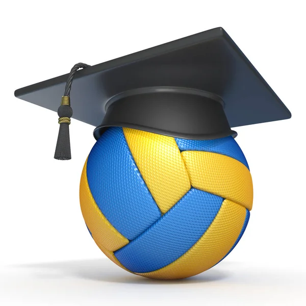 Avläggande Examen Cap Volleyboll Render Illustration Vit Bakgrund — Stockfoto