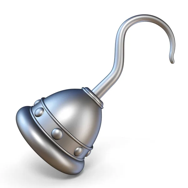 Silver Pirate Hook Render Illustration Isolated White Background — Stock Photo, Image