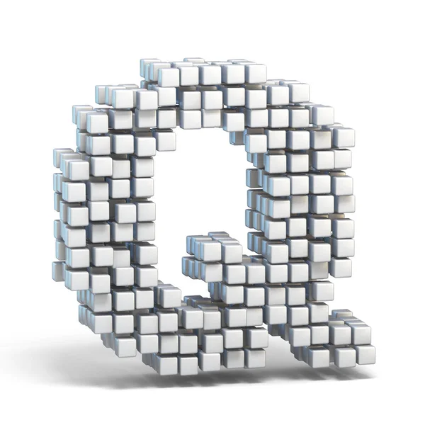 White Voxel Cubes Font Letter Render Illustration Isolated White Background — Stock Photo, Image