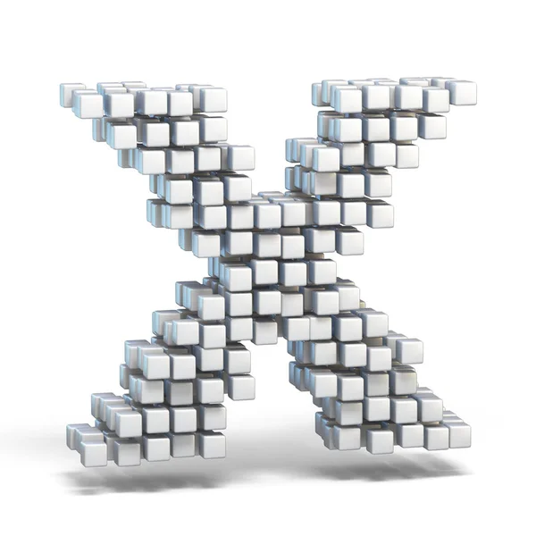 White Voxel Cubes Font Letter Render Illustration Isolated White Background — Stock Photo, Image