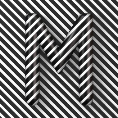 Black and white stripes Letter M 3D clipart