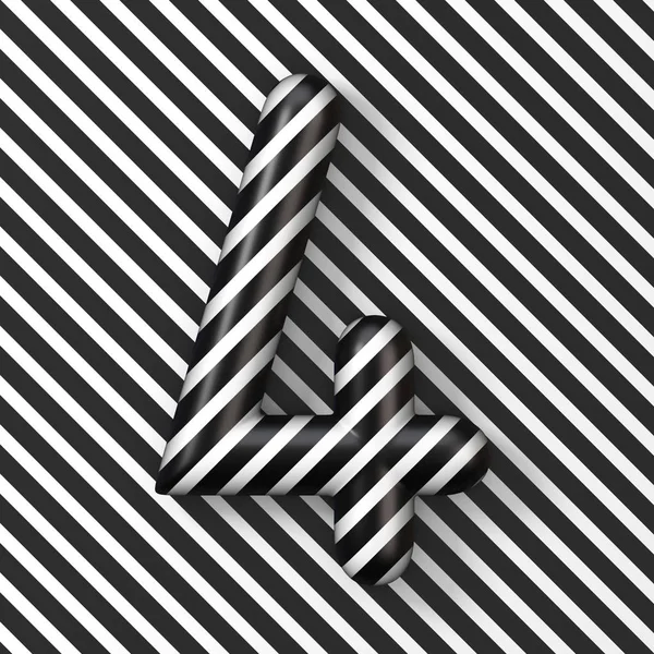 Black White Stripes Number Four Render Illustration — Stock Photo, Image