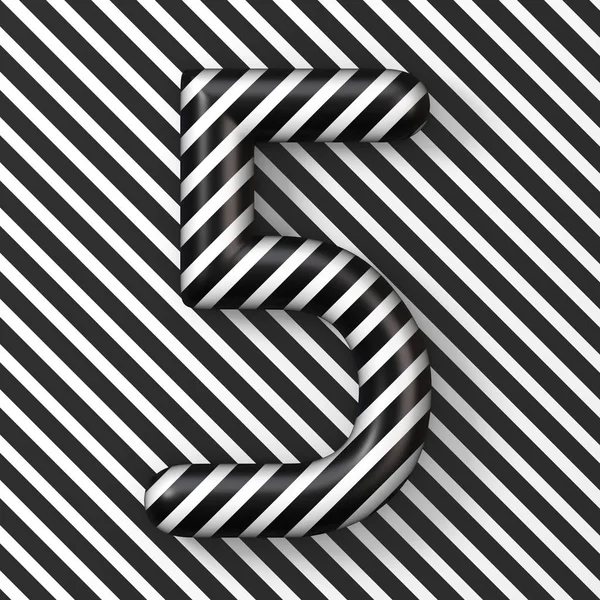 Black White Stripes Nummer Vijf Render Illustratie — Stockfoto