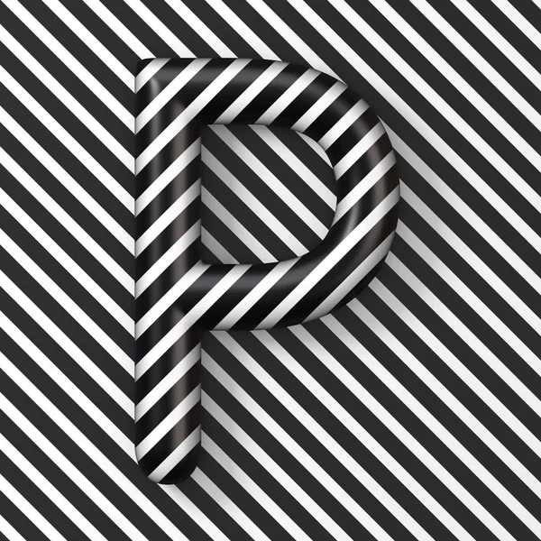 Black and white stripes Letter P 3D