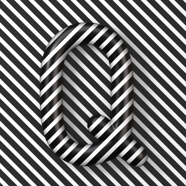 Black and white stripes Letter Q 3D — Stock Photo, Image