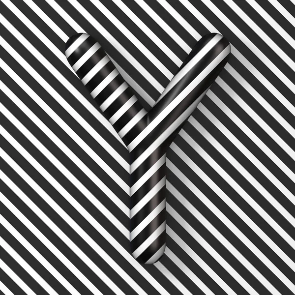 Чорно-біла смужка Літера Y 3D — стокове фото