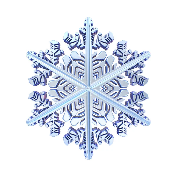 Blue Crystal Snowflake Render Illustration Isolated White Background — Stock Photo, Image