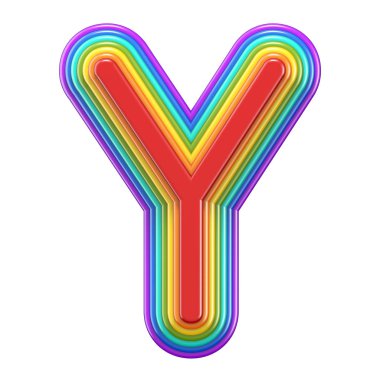 Konsantrik gökkuşağı yazı tipi harf Y 3d