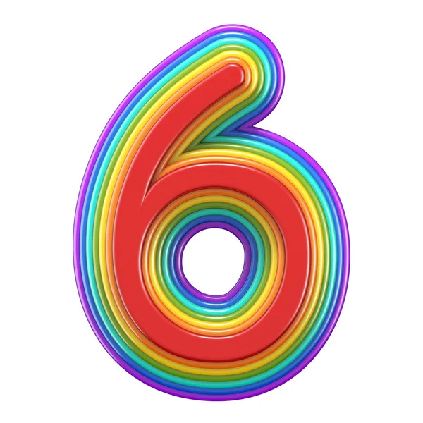 Concentric Rainbow Number Six Rendering Illustration Isolated White Background — Stock Photo, Image