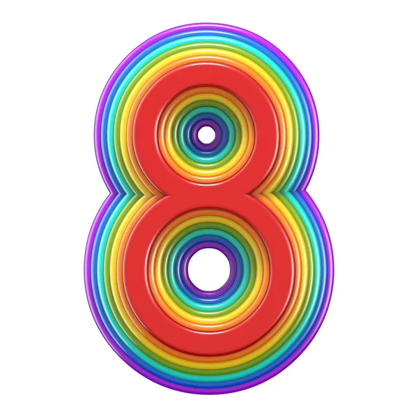 Concentrische Regenboog Nummer Acht Rendering Illustratie Geïsoleerd Witte Achtergrond — Stockfoto