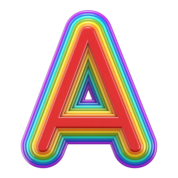 白い背景に分離された同心円状の虹フォント文字 レンダリング図 — ストック写真