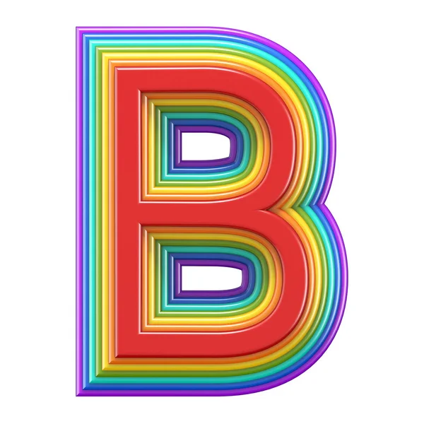 Koncentriska Rainbow Teckensnitt Bokstaven Rendering Illustration Isolerade Vit Bakgrund — Stockfoto