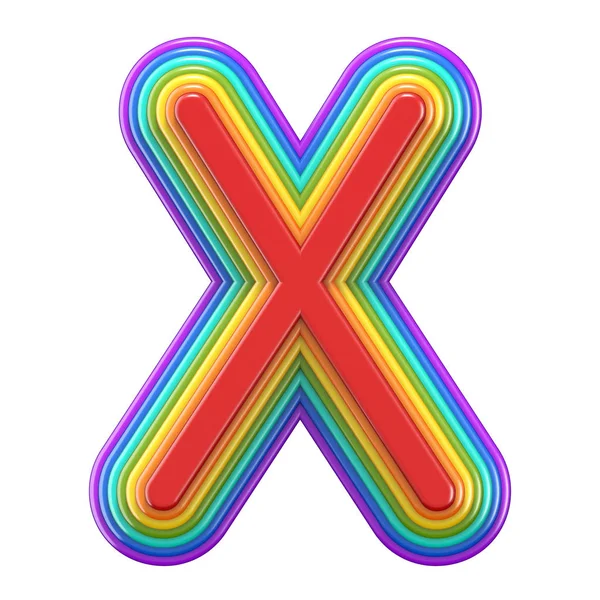 Arco-íris concêntrico letra fonte X 3D — Fotografia de Stock