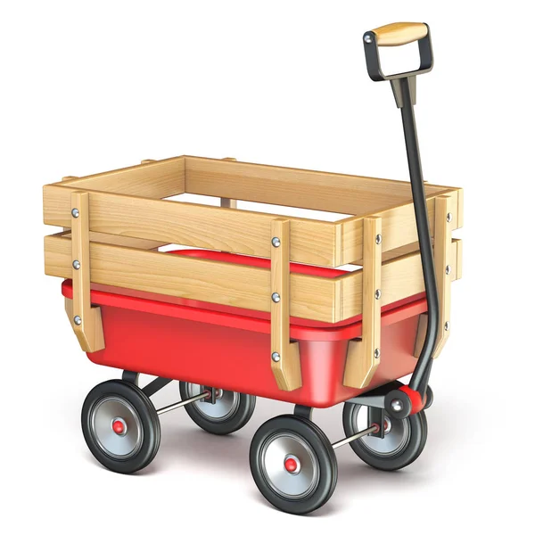 Toy Mini Wagon Wooden Side Fence Isometric Render Illustration Isolated — Stock Photo, Image