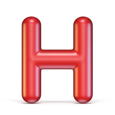 Kırmızı parlak yazı H harfi 3d render illüstrasyon izole beyaz arka plan üzerinde