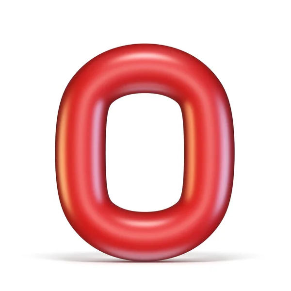 Rood Glanzend Lettertype Nummer Nul Rendering Illustratie Geïsoleerd Witte Achtergrond — Stockfoto