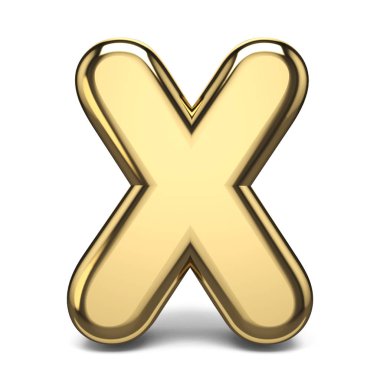 Altın yazı tipi mektup X 3d illüstrasyon izole beyaz arka plan üzerinde render