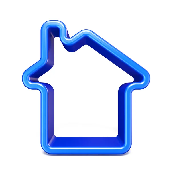 Blaues Haus Umriss Zeichen Rendering Illustration Isoliert Auf Weißem Hintergrund — Stockfoto