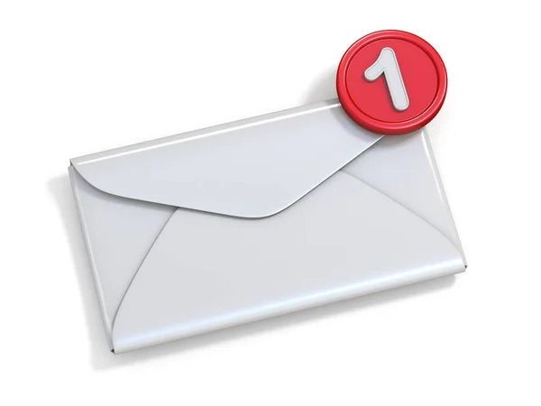 Nova Notificação Mensagem Mail Sobre Envelope Branco Ilustração Renderização Isolada — Fotografia de Stock