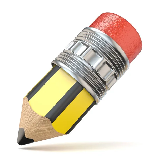 Yellow Black Cartoon Pencil Render Illustration Isolated White Background — Stock Photo, Image